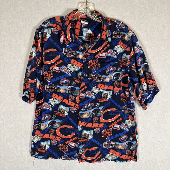 NFL Chicago Bears Mens Medium Shirt Button Front Short Sleeves All Over Print - Picture 1 of 8